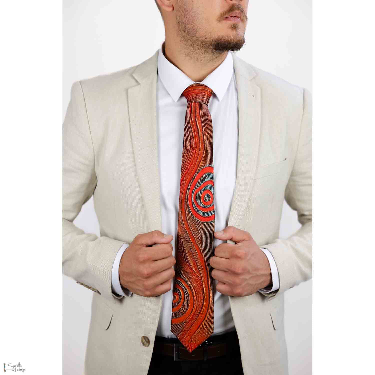 Men's Tie - Kari Kari - Beginning Time - Saretta Art & Design