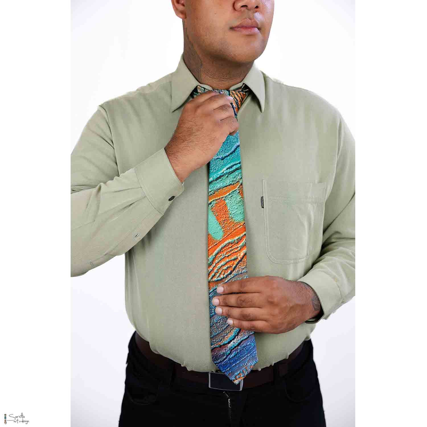 Men's Silk Ties - Pamara - River - Saretta Art & Design