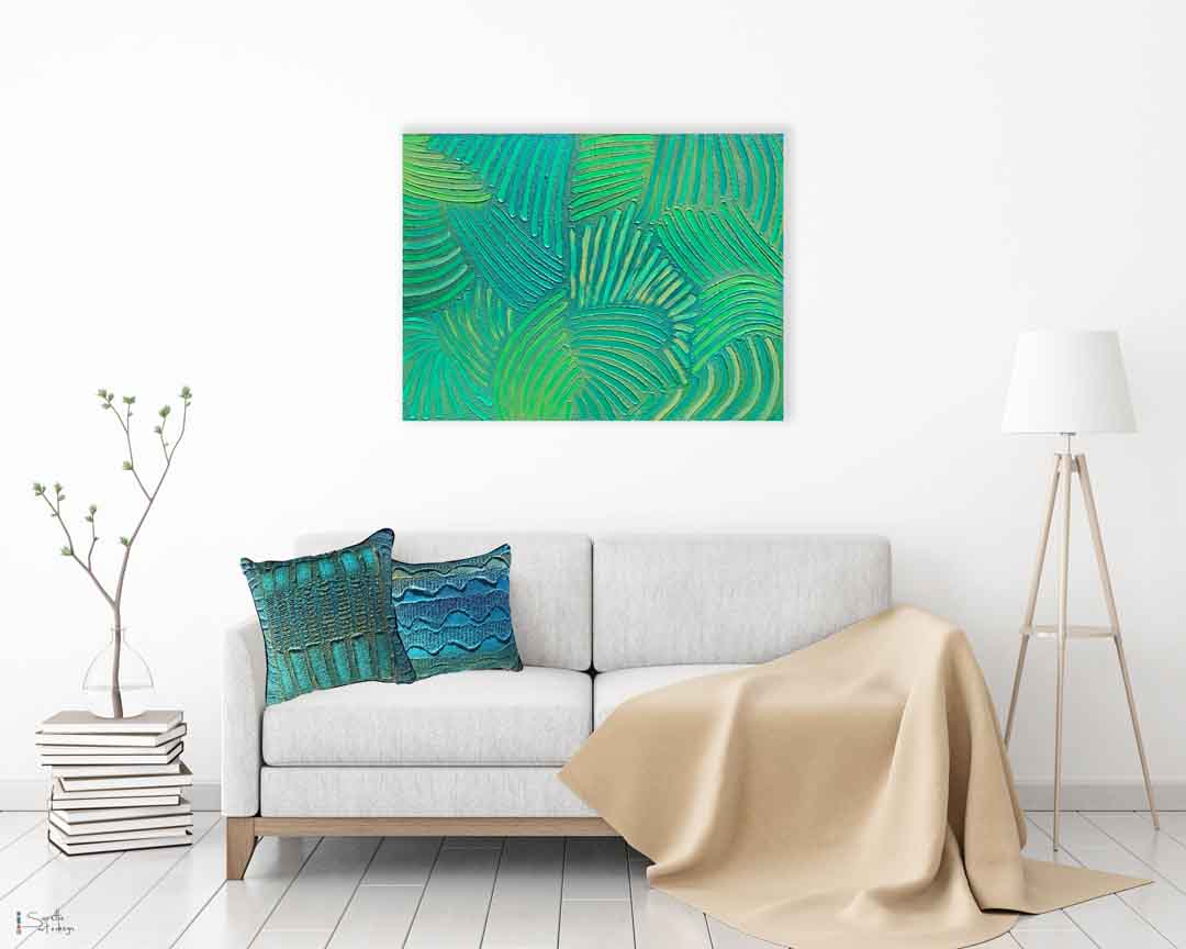 Koyiwon Kurang – Rain Forest (Bush) original artwork by Saretta on wall