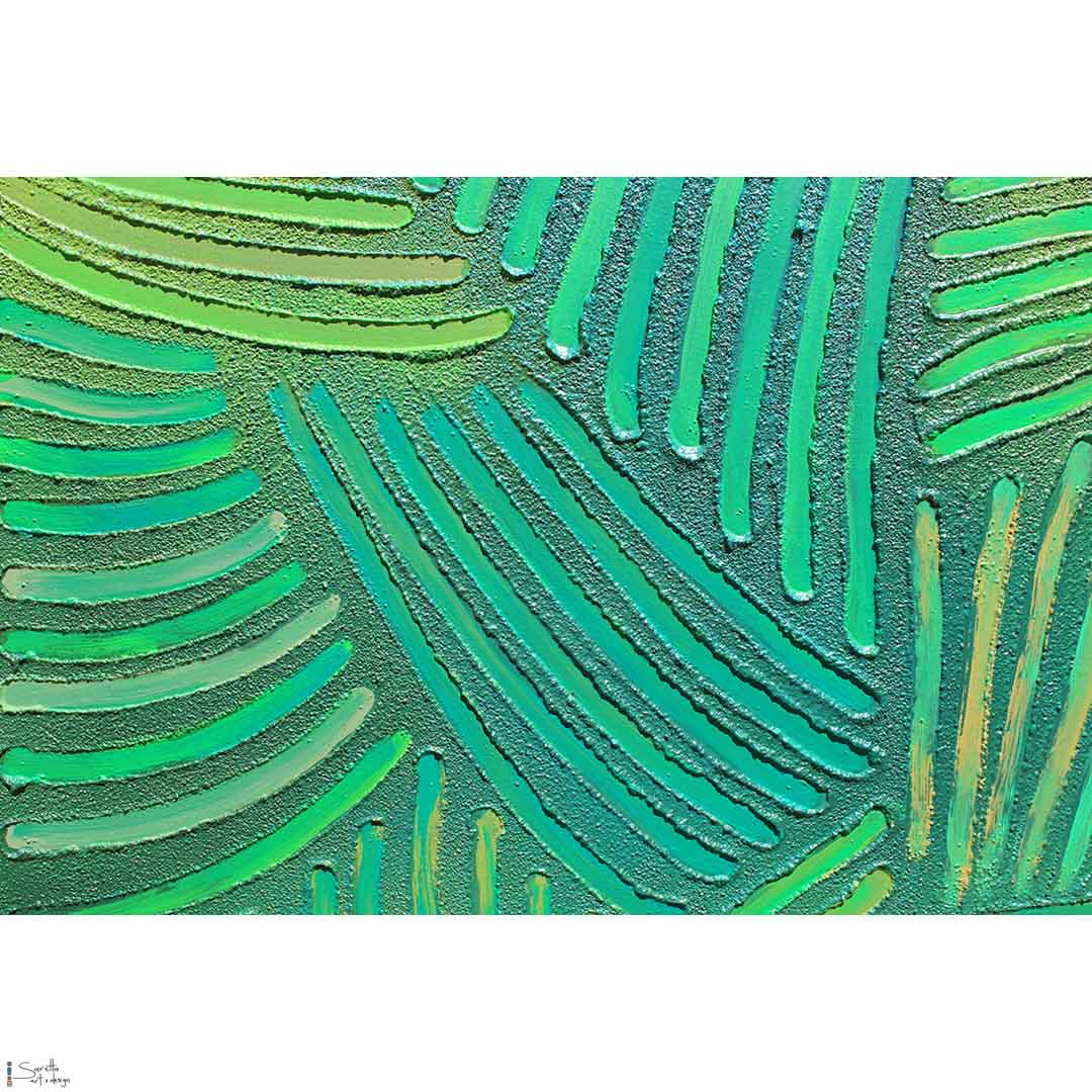 close up of Koyiwon Kurang – Rain Forest (Bush) original artwork by Saretta