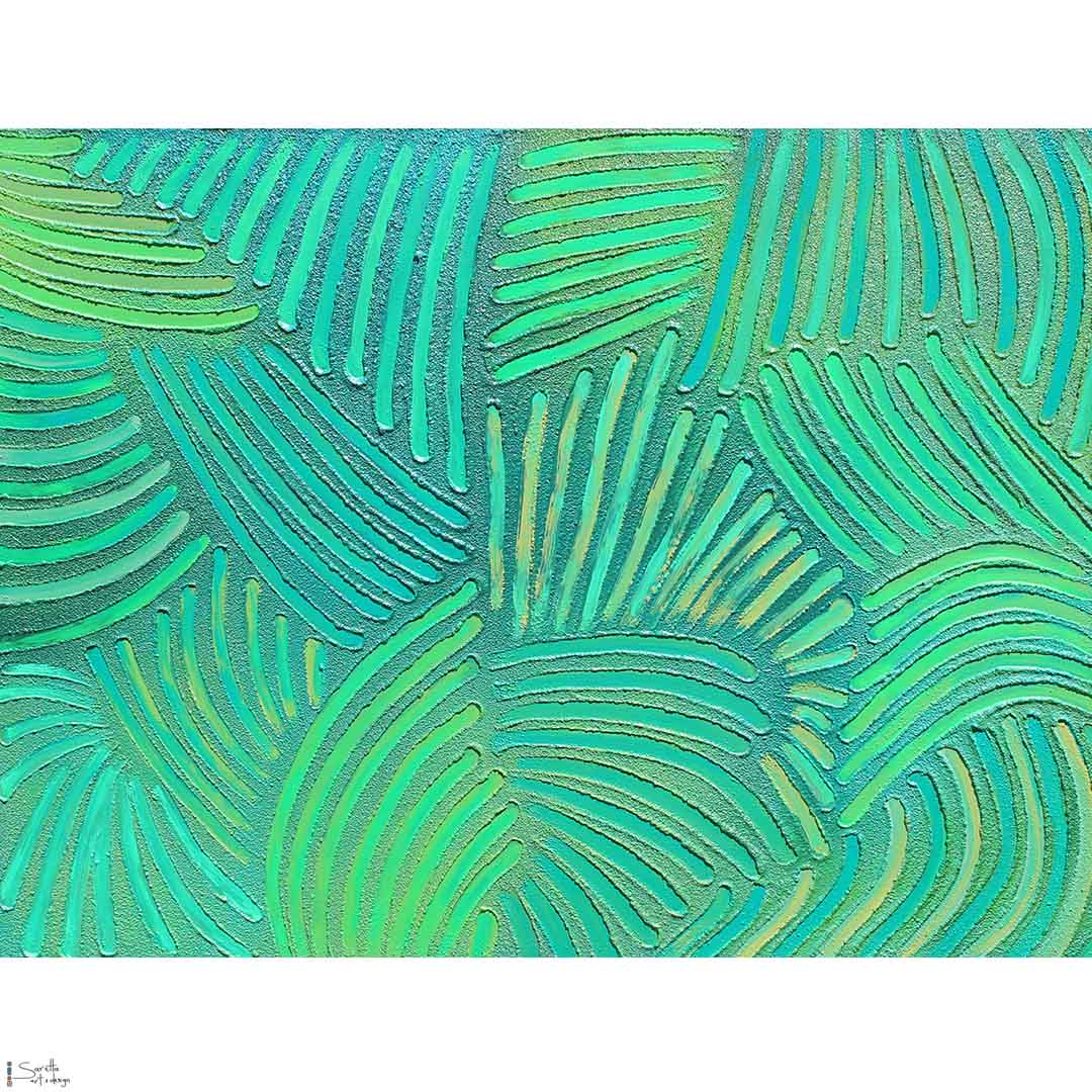 close up of Koyiwon Kurang – Rain Forest (Bush) original artwork by Saretta