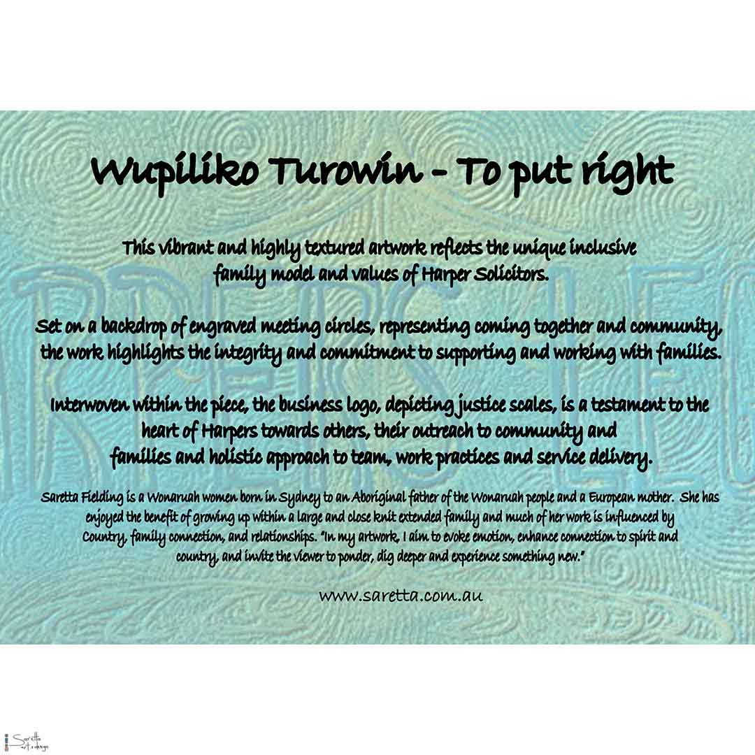 Wupiliko Turowin - To put right - Saretta Art & Design
