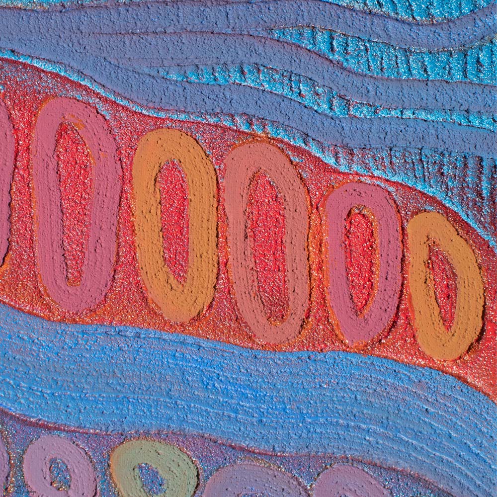 close up of Pantimay – Message series 8 Aboriginal artwork by Saretta