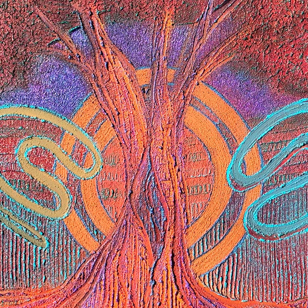 close up of Mob Malang - Family Together Aboriginal artwork by Saretta