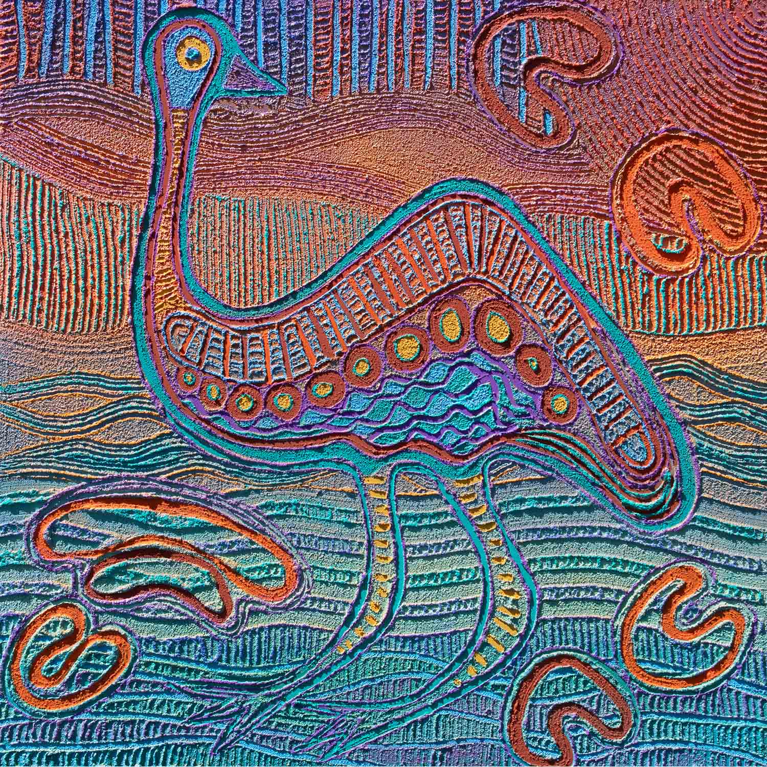 Bayiibayii Parai – Emu on Country, Early Links - Saretta Art & Design