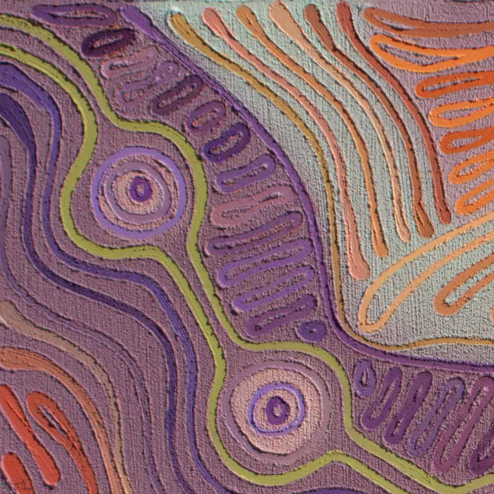 close up of Bowangkaliko Malang – Rise Together Aboriginal artwork by Saretta