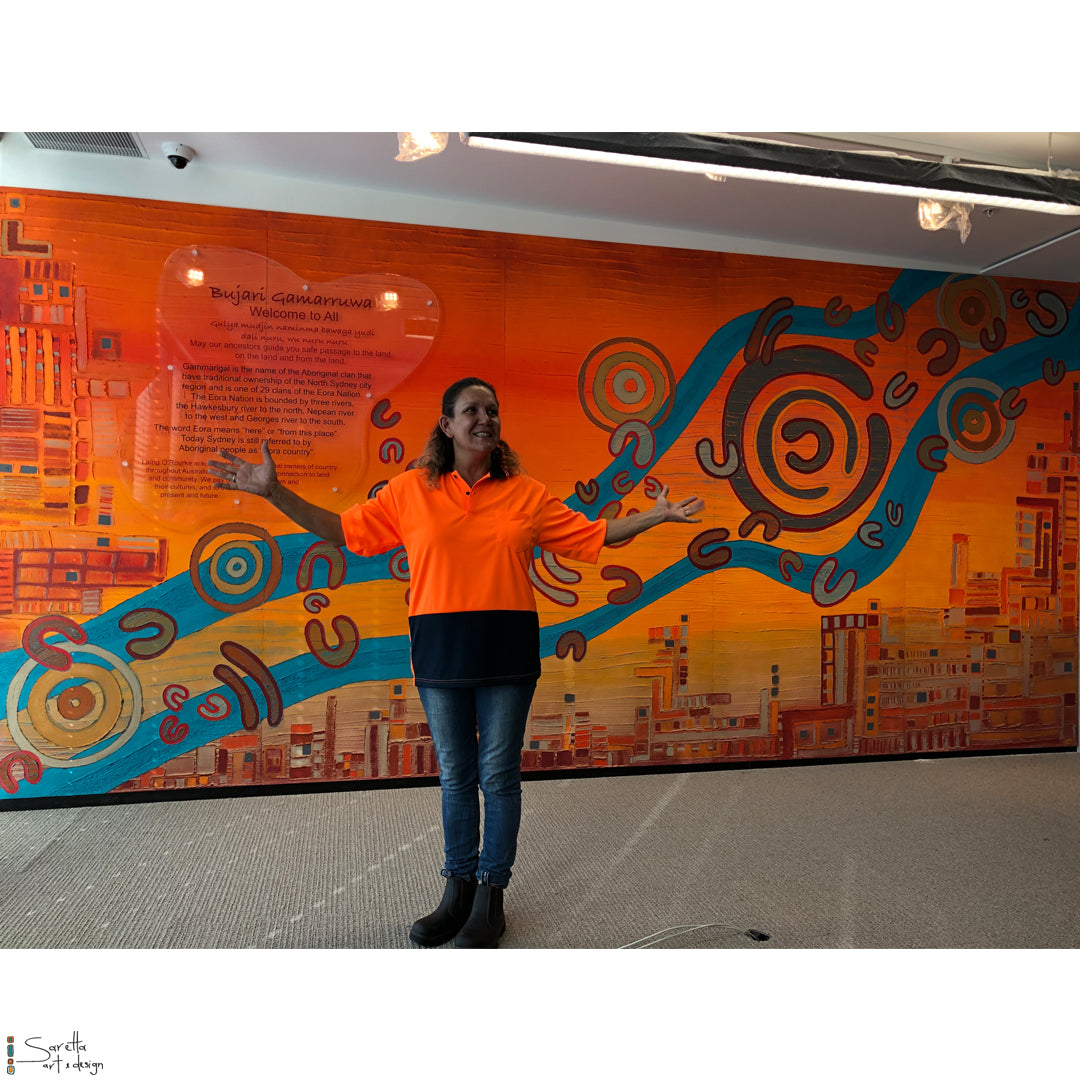 Burbuga Mura - Rising Path Mural for Laing O'Rourke - Saretta Art & Design
