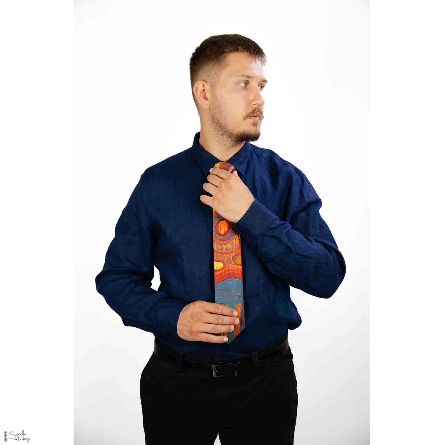 Men's Tie - Poorubang - Bora Ground - Saretta Art & Design