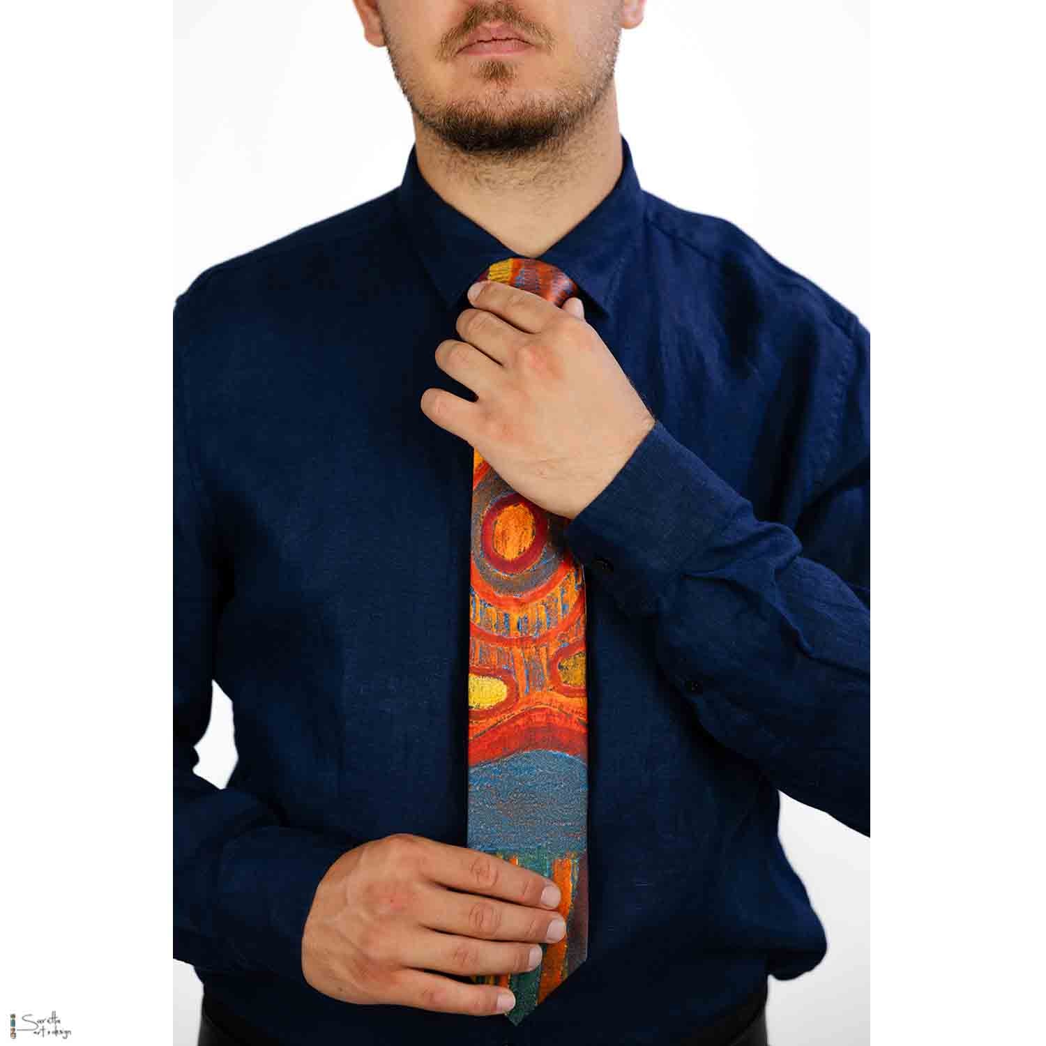 Men's Tie - Poorubang - Bora Ground - Saretta Art & Design