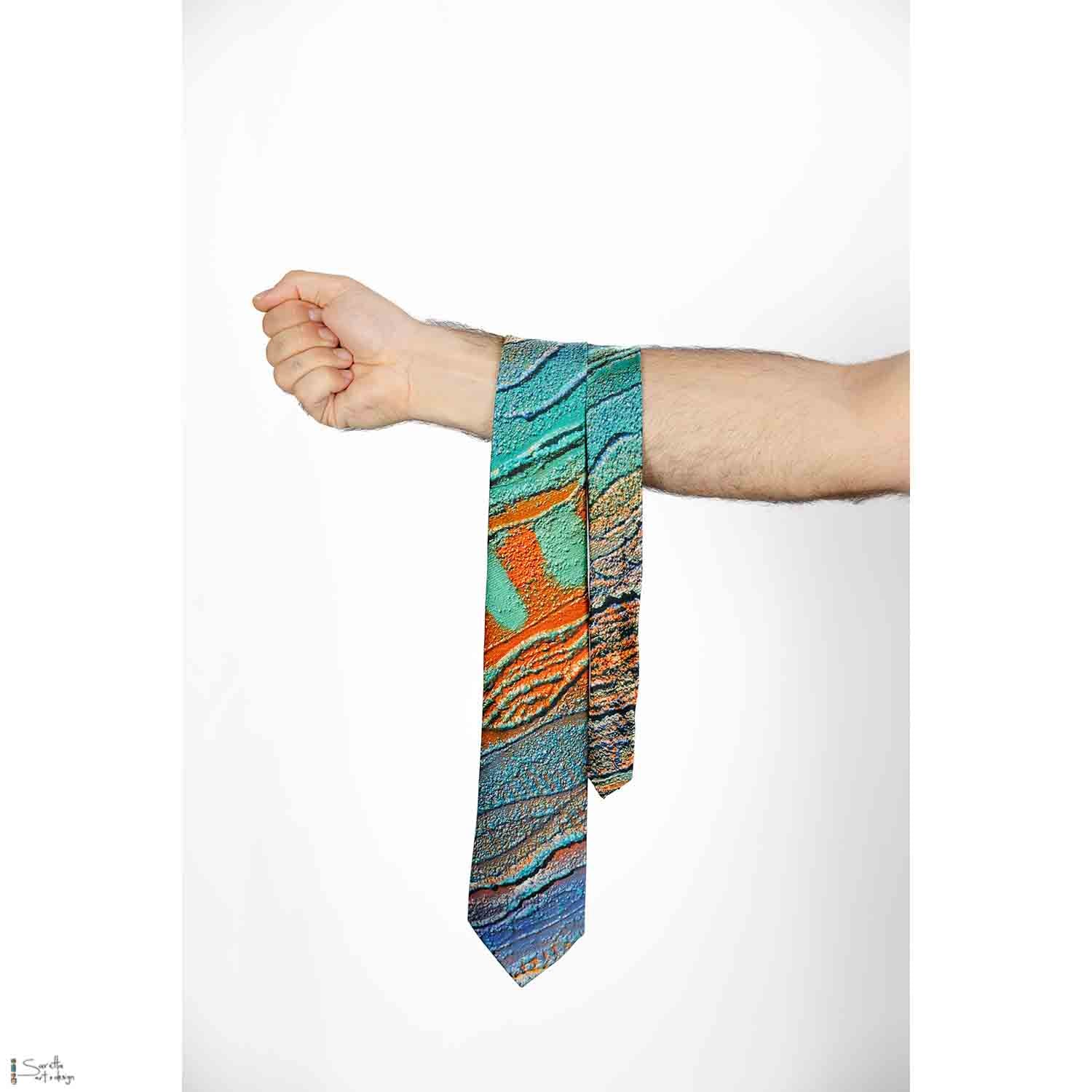 Men's Silk Ties - Pamara - River - Saretta Art & Design