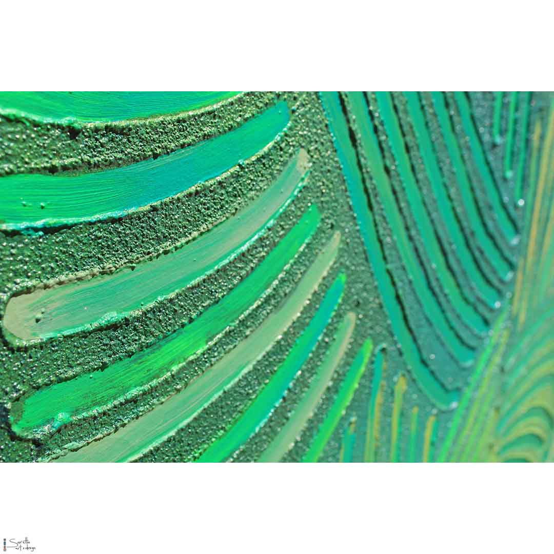 close up of Koyiwon Kurang – Rain Forest (Bush) original artwork by Saretta