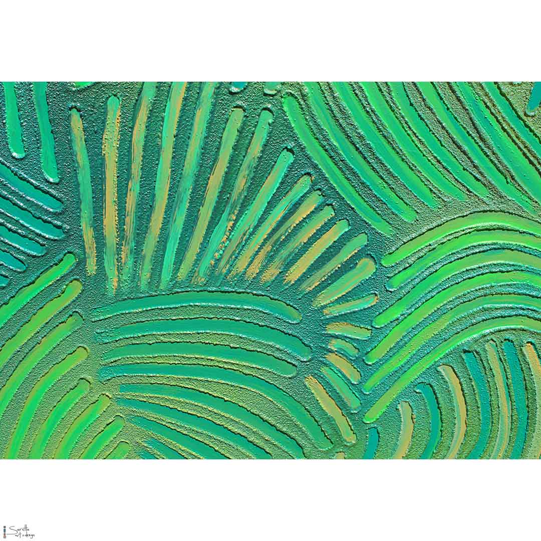 close up of Koyiwon Kurang – Rain Forest (Bush) original artwork by Saretta