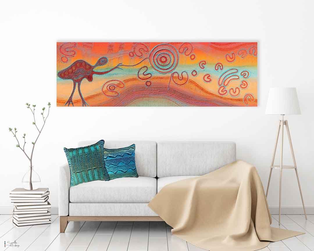 Ngooroowin Wgapall – Emu Women, Canvas Print by Saretta Fielding on wall