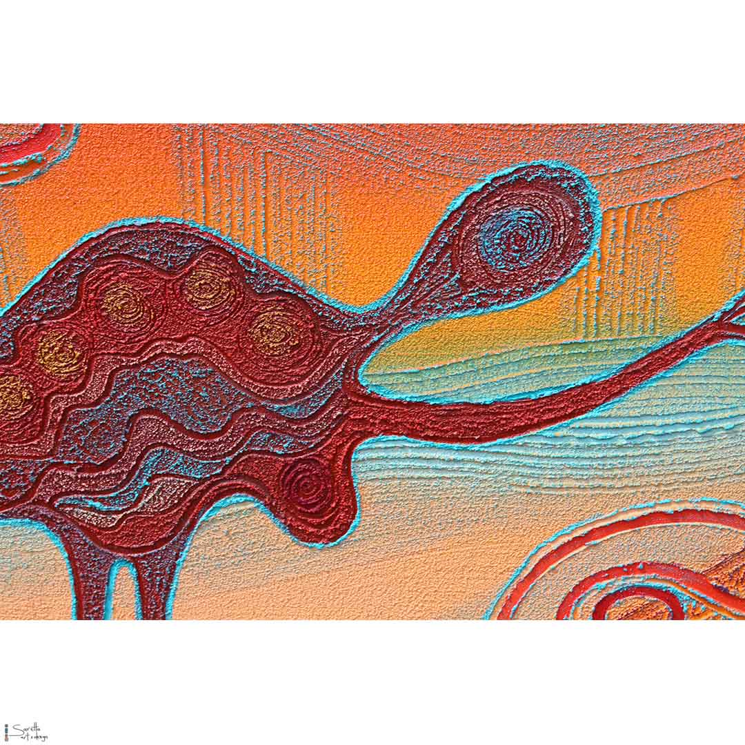 close up of Ngooroowin Wgapall – Emu Women, Canvas Print by Saretta Fielding
