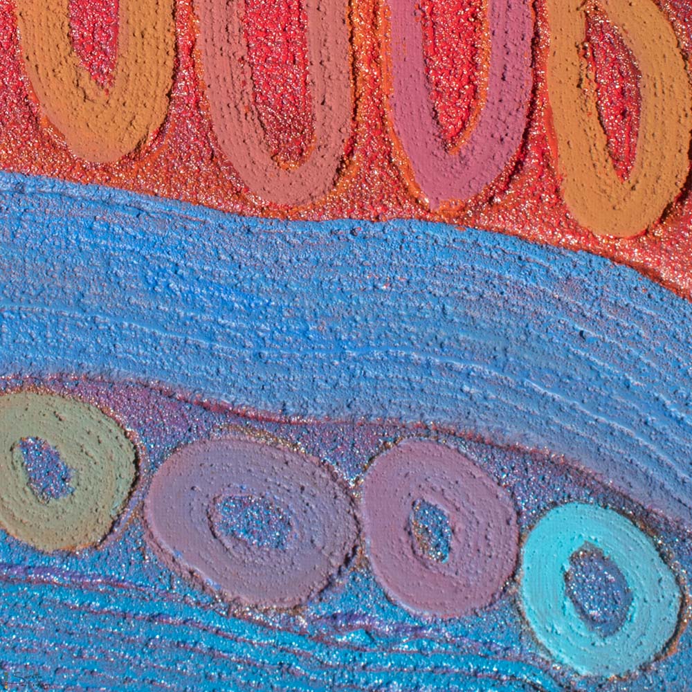 close up of Pantimay – Message series 8 Aboriginal artwork by Saretta