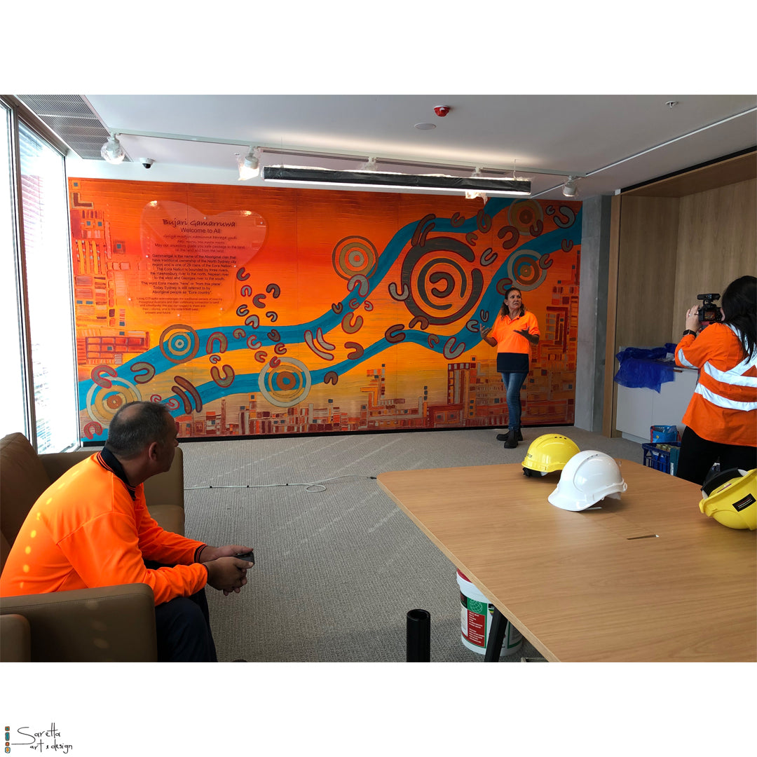 Burbuga Mura - Rising Path Mural for Laing O'Rourke - Saretta Art & Design