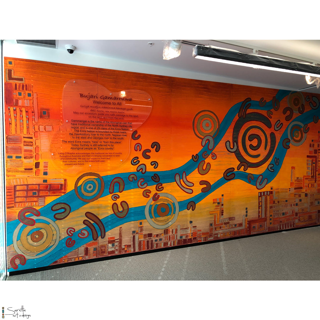 Burbuga Mura - Rising Path Mural for Laing O'Rourke - Saretta Art & Design