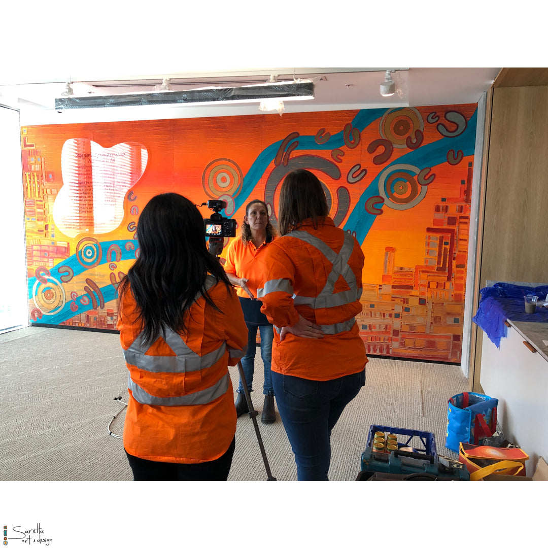 Burbuga Mura - Rising Path Mural for Laing O'Rourke - Saretta Art & Design