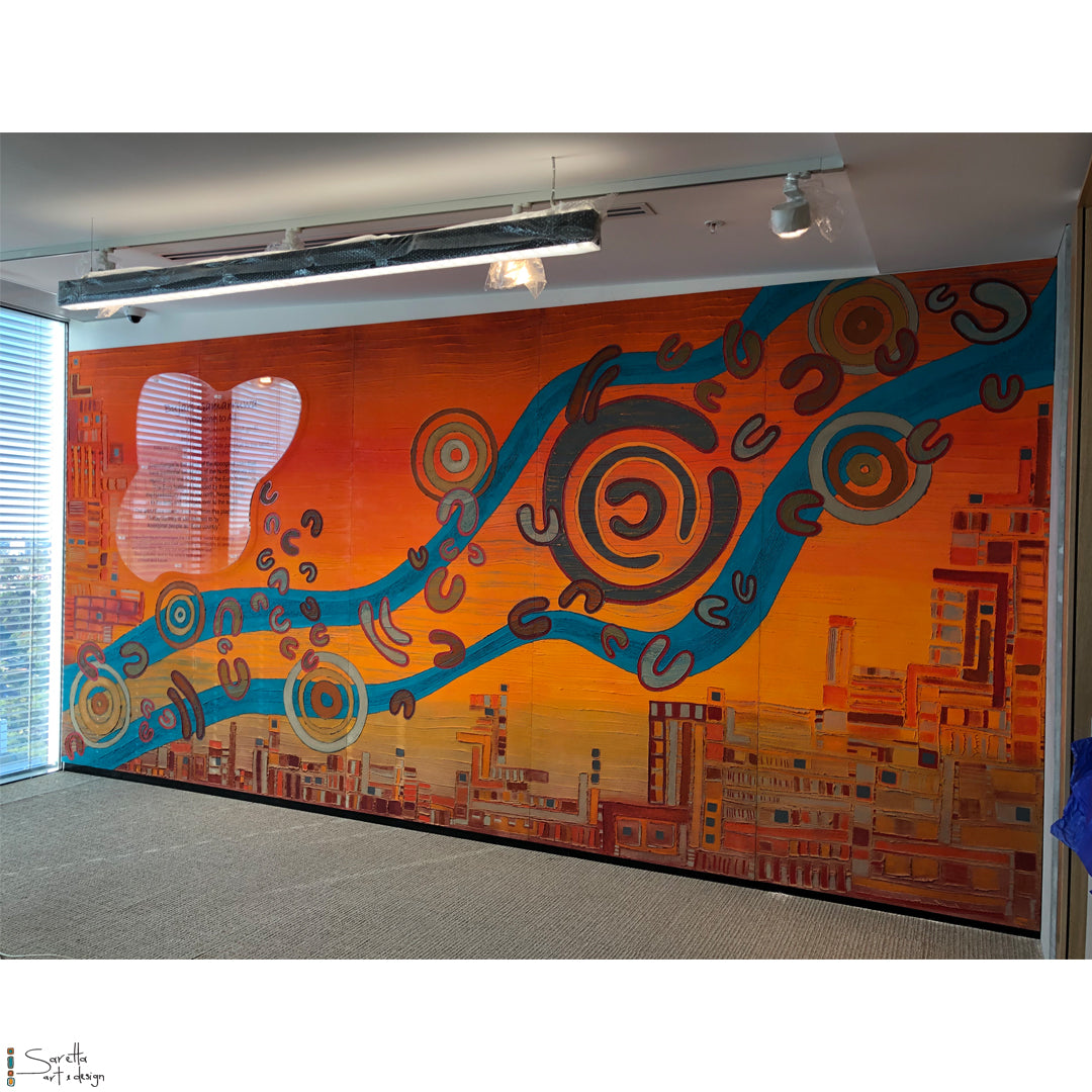 Burbuga Mura - Rising Path Mural for Laing O'Rourke - Saretta Art & Design