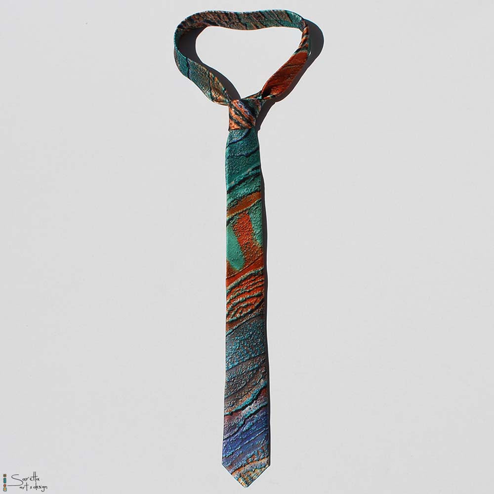 Men's Silk Ties - Pamara - River - Saretta Art & Design