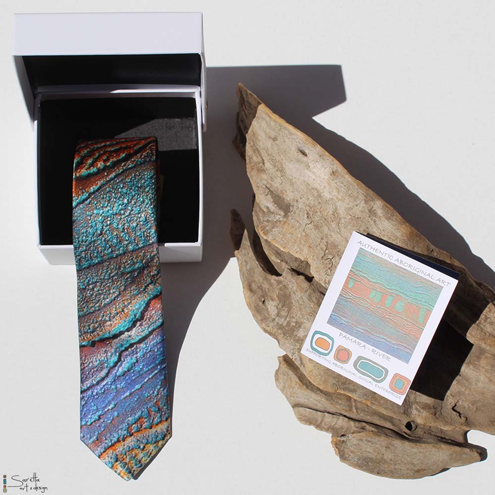 Men's Silk Ties - Pamara - River - Saretta Art & Design