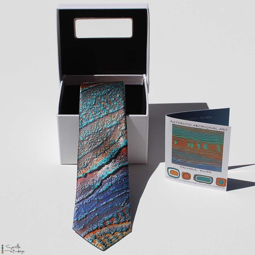 Men's Silk Ties - Pamara - River - Saretta Art & Design