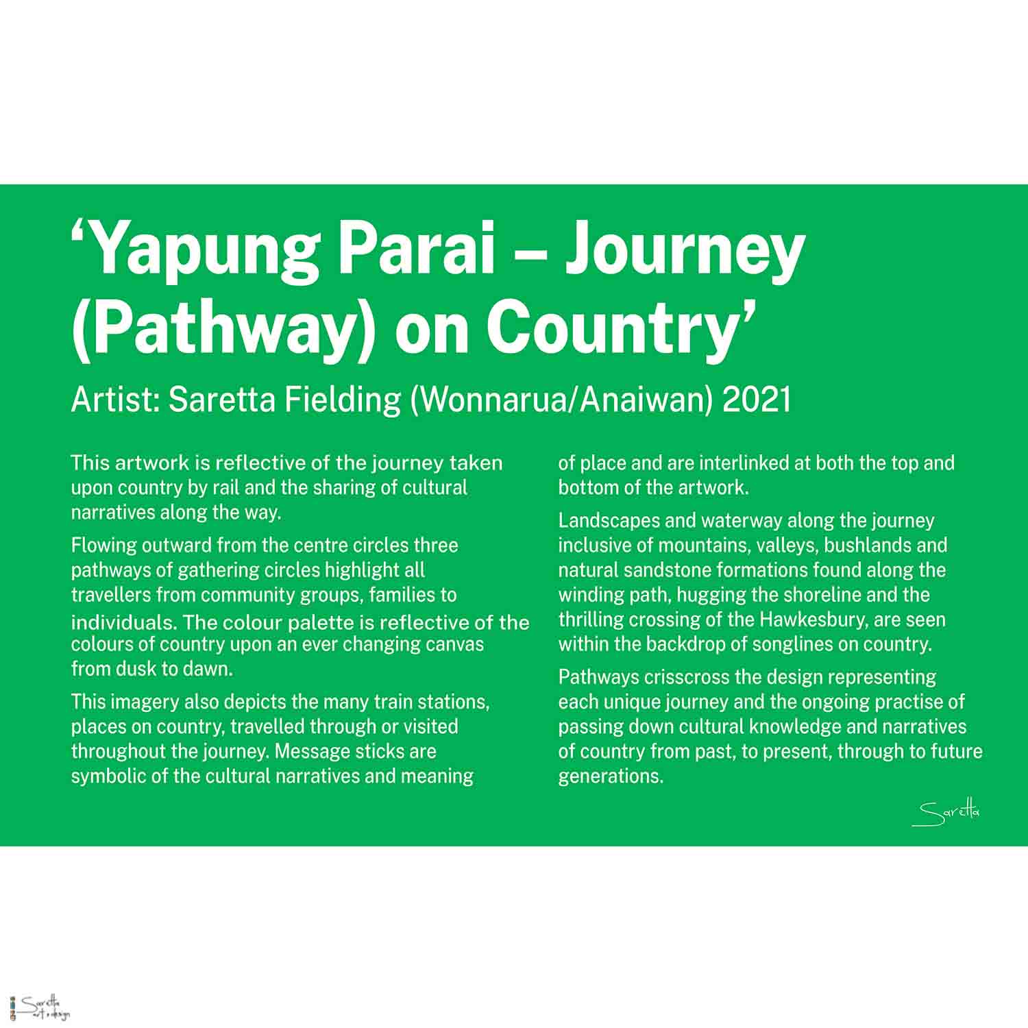 Transport for NSW, Yapung Parai – Journey on Country - Saretta Art & Design